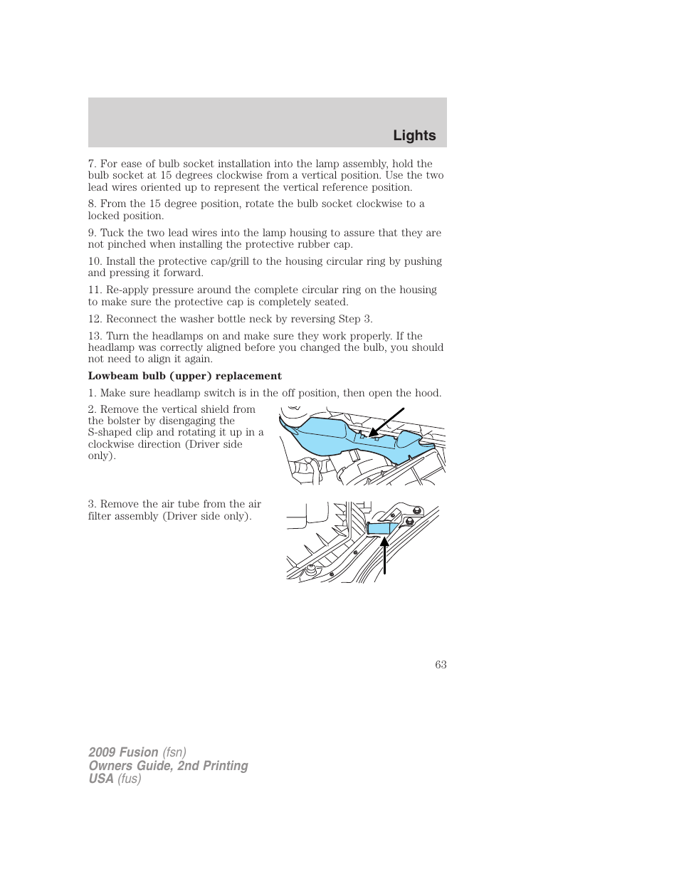Lights | FORD 2009 Fusion v.2 User Manual | Page 63 / 314