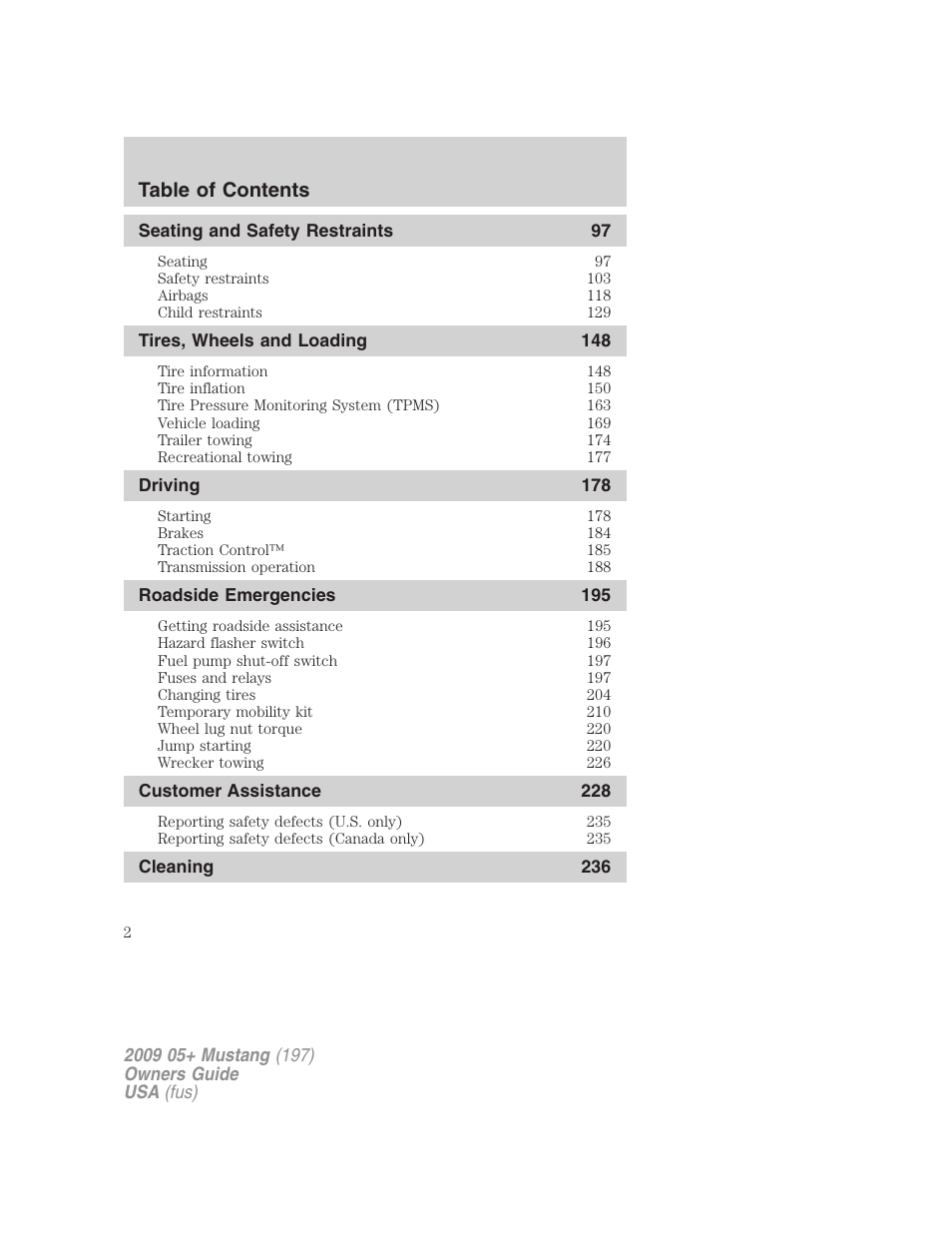 FORD 2009 Mustang User Manual | Page 2 / 292