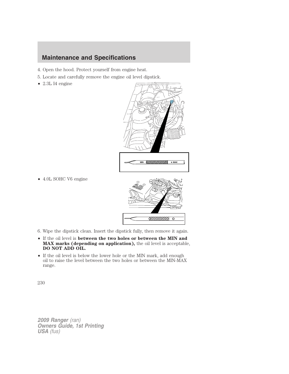 Maintenance and specifications | FORD 2009 Ranger v.1 User Manual | Page 230 / 280