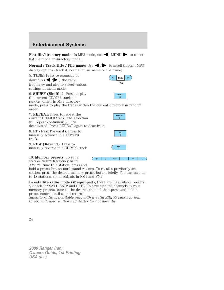 Entertainment systems | FORD 2009 Ranger v.1 User Manual | Page 24 / 280