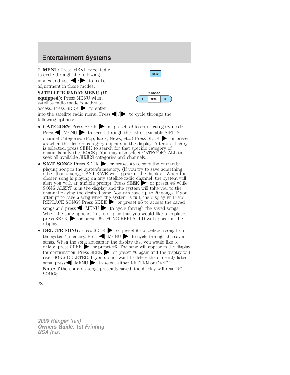 Entertainment systems | FORD 2009 Ranger v.1 User Manual | Page 28 / 280