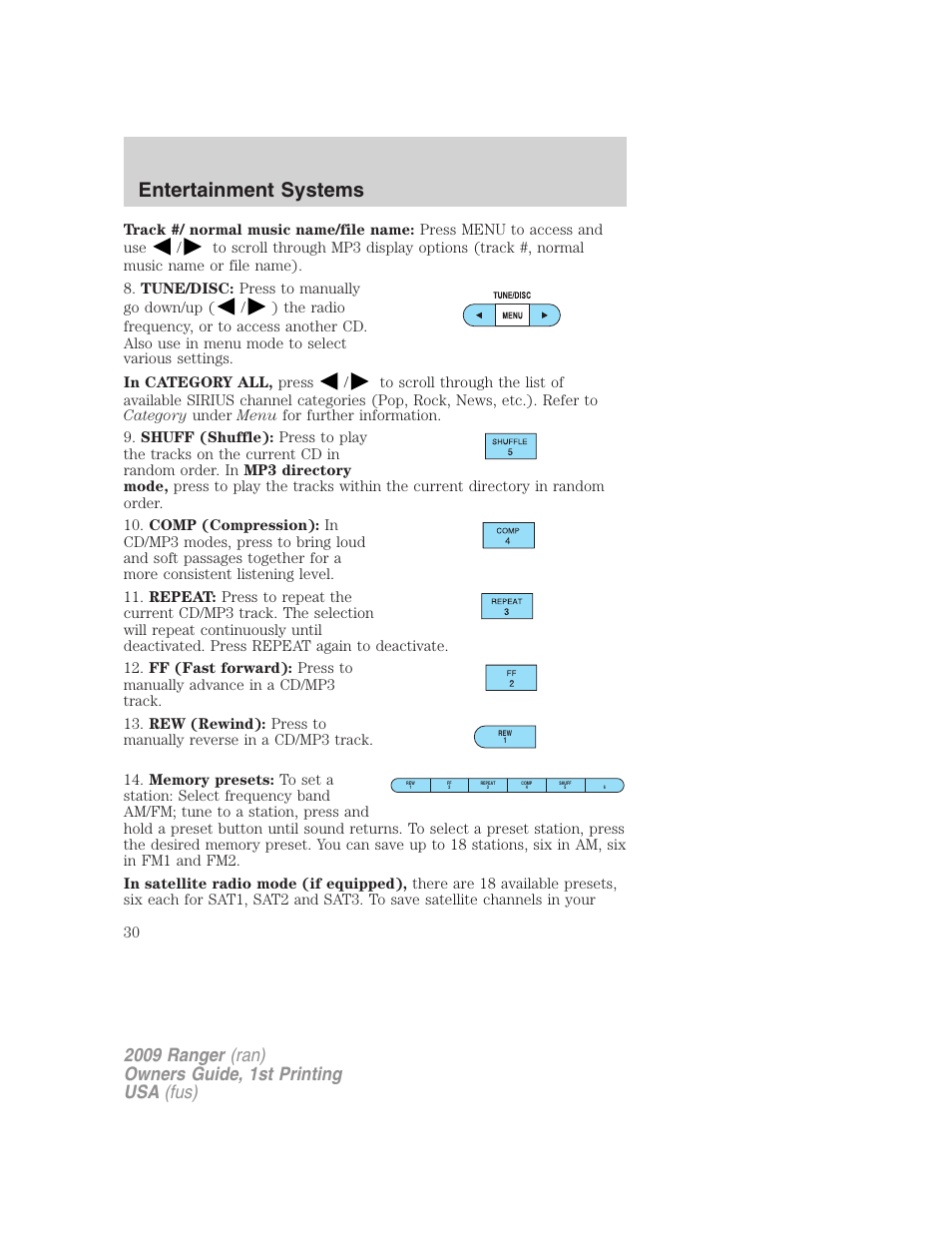 Entertainment systems | FORD 2009 Ranger v.1 User Manual | Page 30 / 280