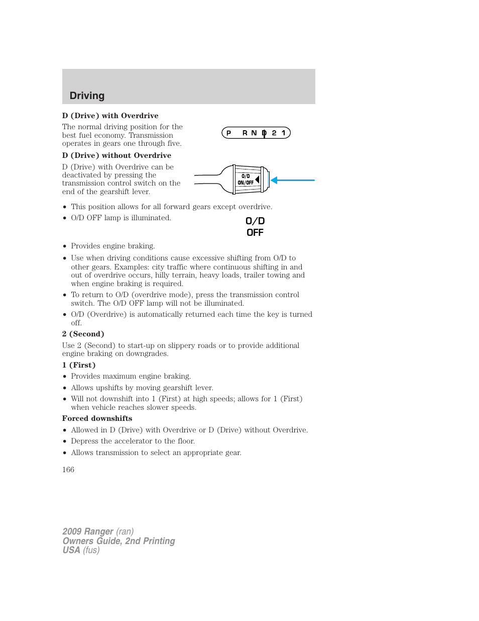 Driving | FORD 2009 Ranger v.2 User Manual | Page 166 / 274