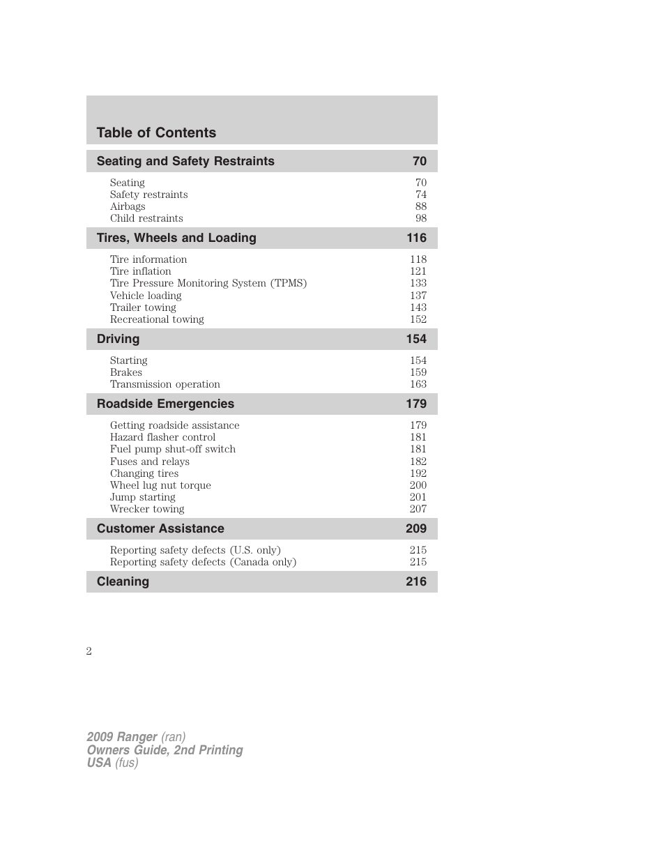 FORD 2009 Ranger v.2 User Manual | Page 2 / 274