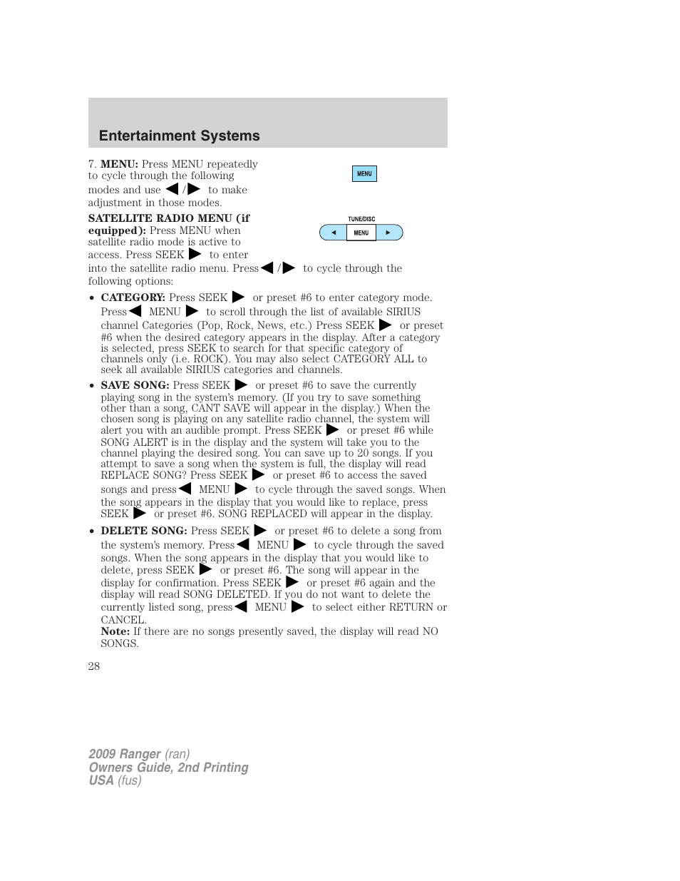 Entertainment systems | FORD 2009 Ranger v.2 User Manual | Page 28 / 274