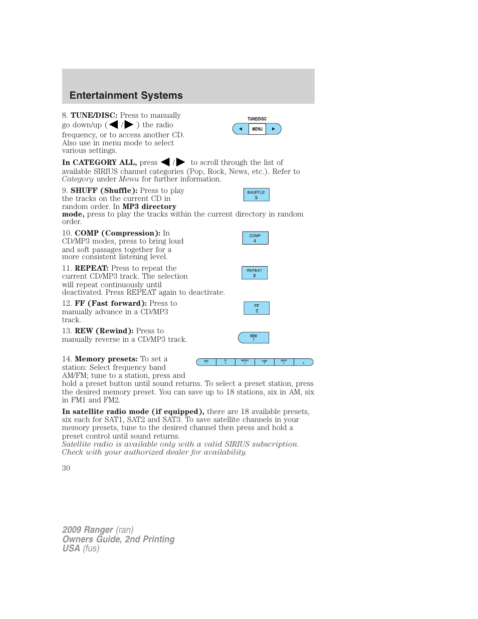 Entertainment systems | FORD 2009 Ranger v.2 User Manual | Page 30 / 274