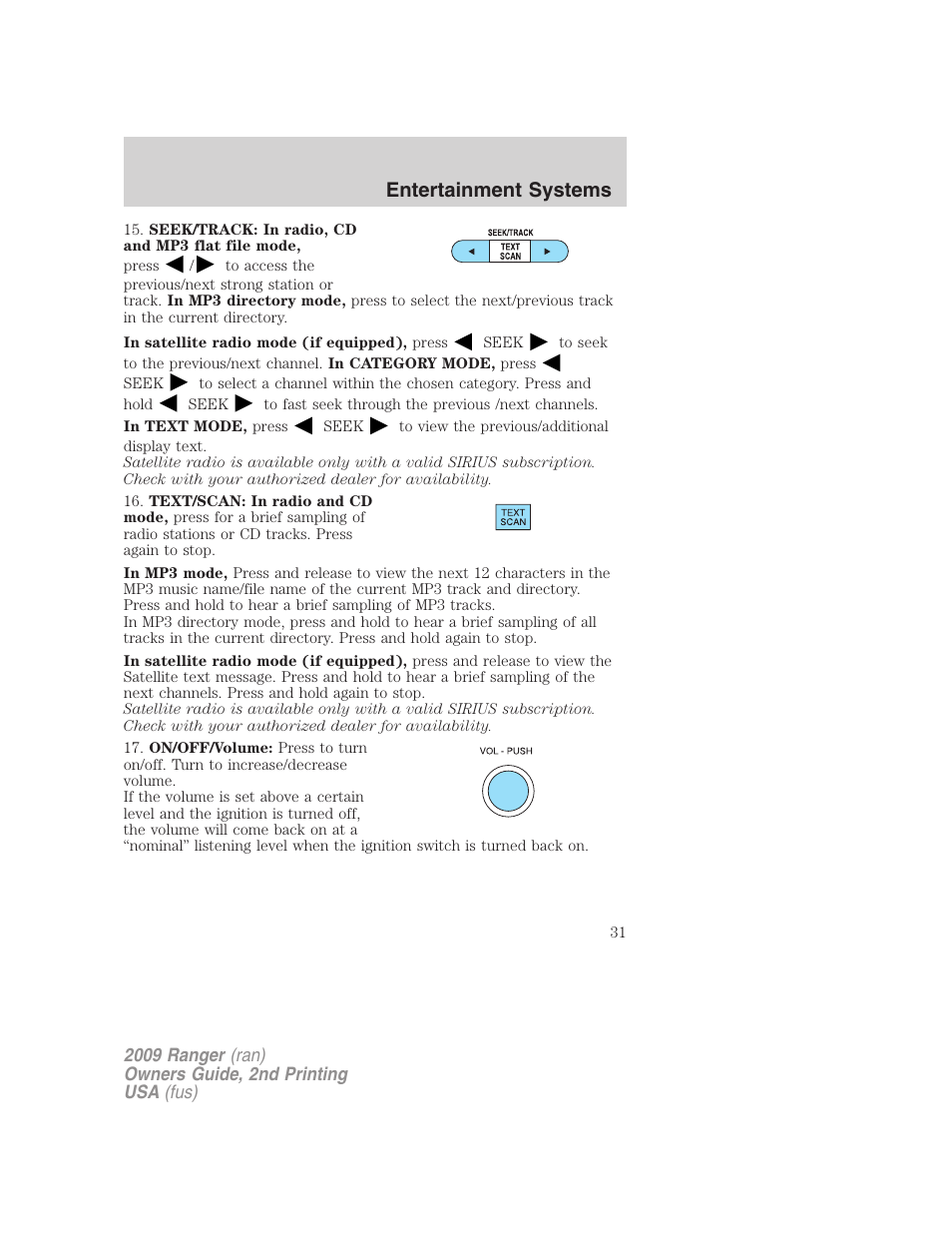 Entertainment systems | FORD 2009 Ranger v.2 User Manual | Page 31 / 274