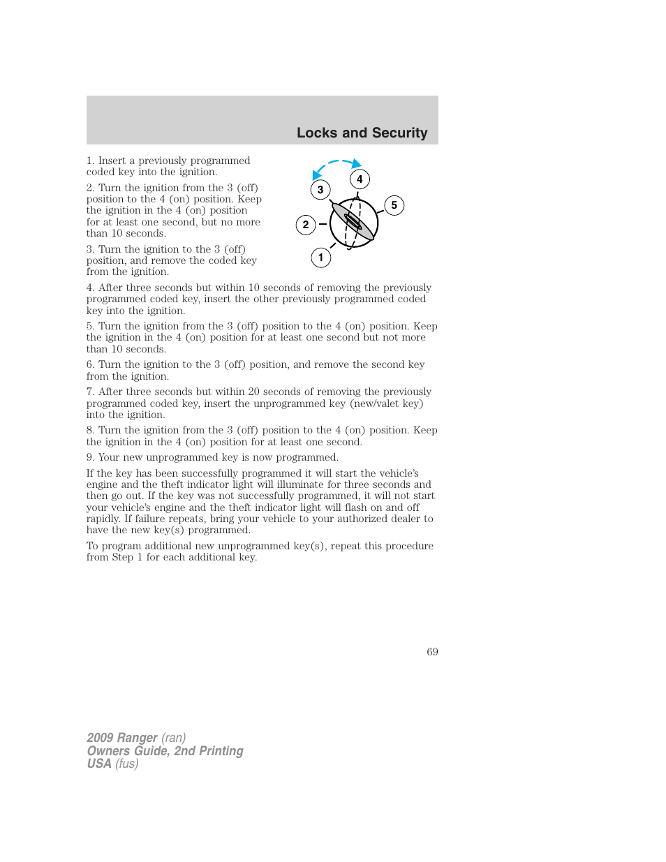 Locks and security | FORD 2009 Ranger v.2 User Manual | Page 69 / 274