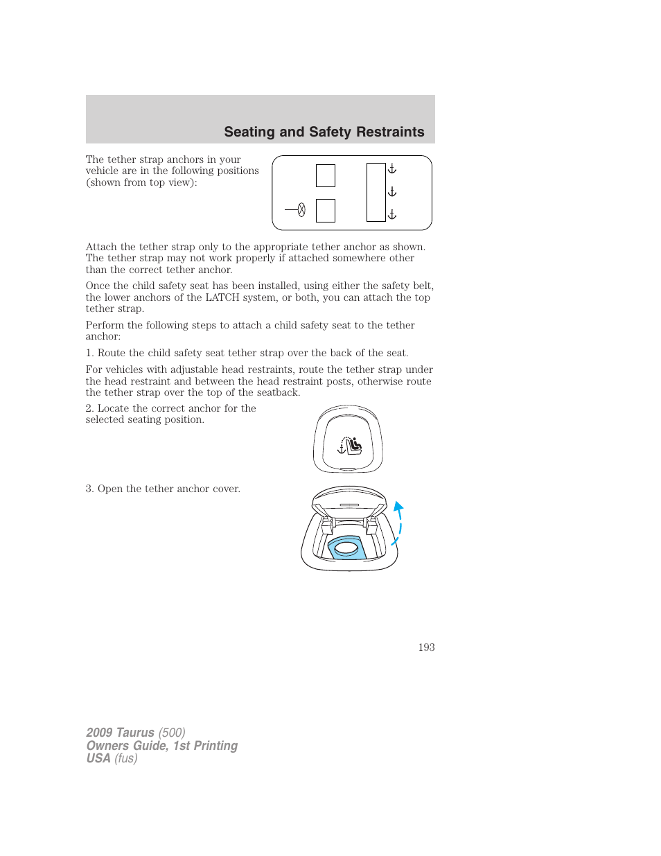 Seating and safety restraints | FORD 2009 Taurus v.1 User Manual | Page 193 / 336