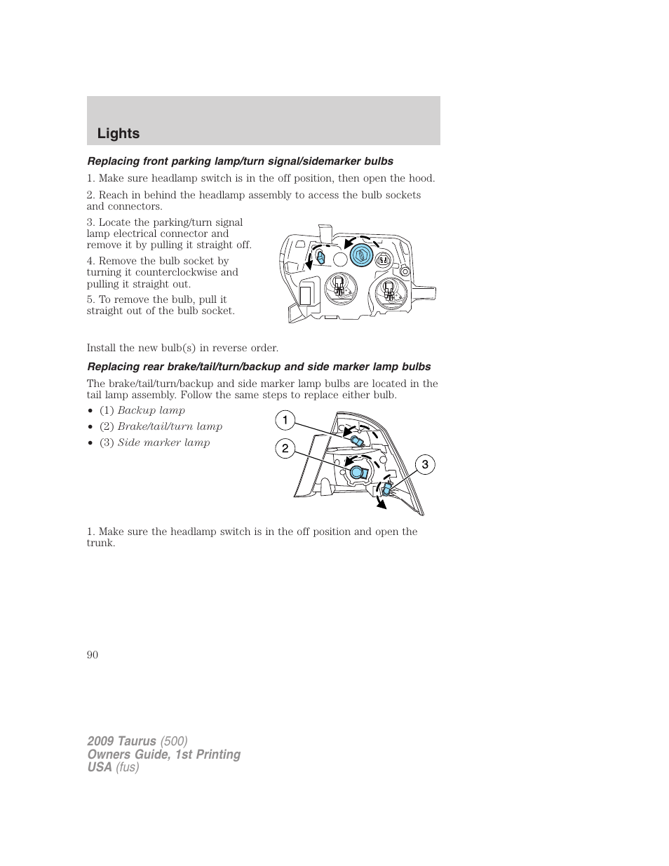 Lights | FORD 2009 Taurus v.1 User Manual | Page 90 / 336