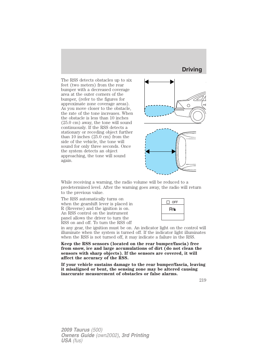 Driving | FORD 2009 Taurus v.3 User Manual | Page 219 / 309