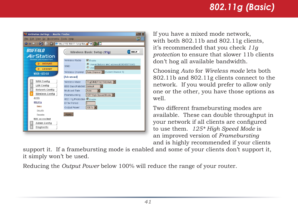 11g (basic) | Buffalo Technology Buffalo AirStation WHR-HP-G54 User Manual | Page 41 / 91
