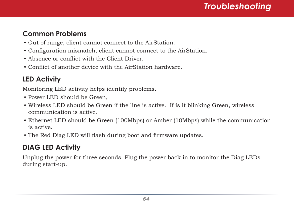 Troubleshooting | Buffalo Technology Buffalo AirStation WHR-HP-G54 User Manual | Page 64 / 91