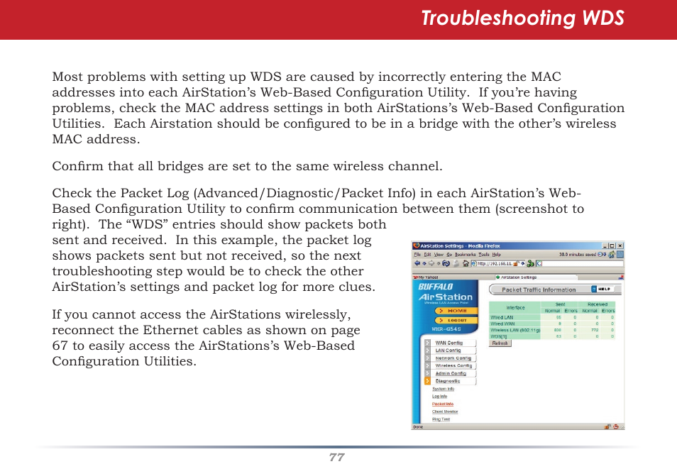 Troubleshooting wds | Buffalo Technology Buffalo AirStation WHR-HP-G54 User Manual | Page 77 / 91