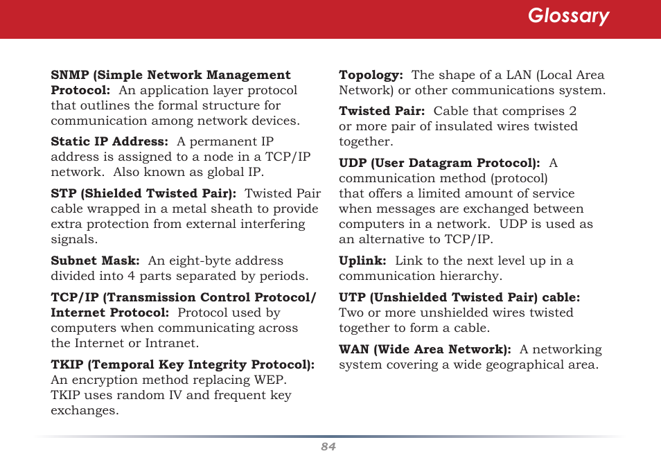 Glossary | Buffalo Technology Buffalo AirStation WHR-HP-G54 User Manual | Page 84 / 91