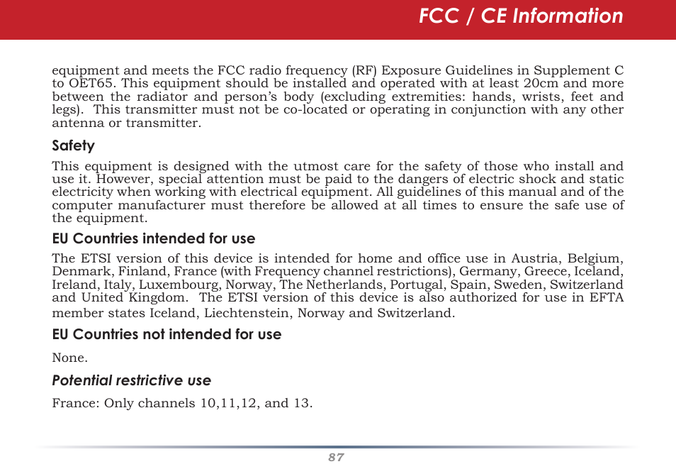 Fcc / ce information | Buffalo Technology Buffalo AirStation WHR-HP-G54 User Manual | Page 87 / 91