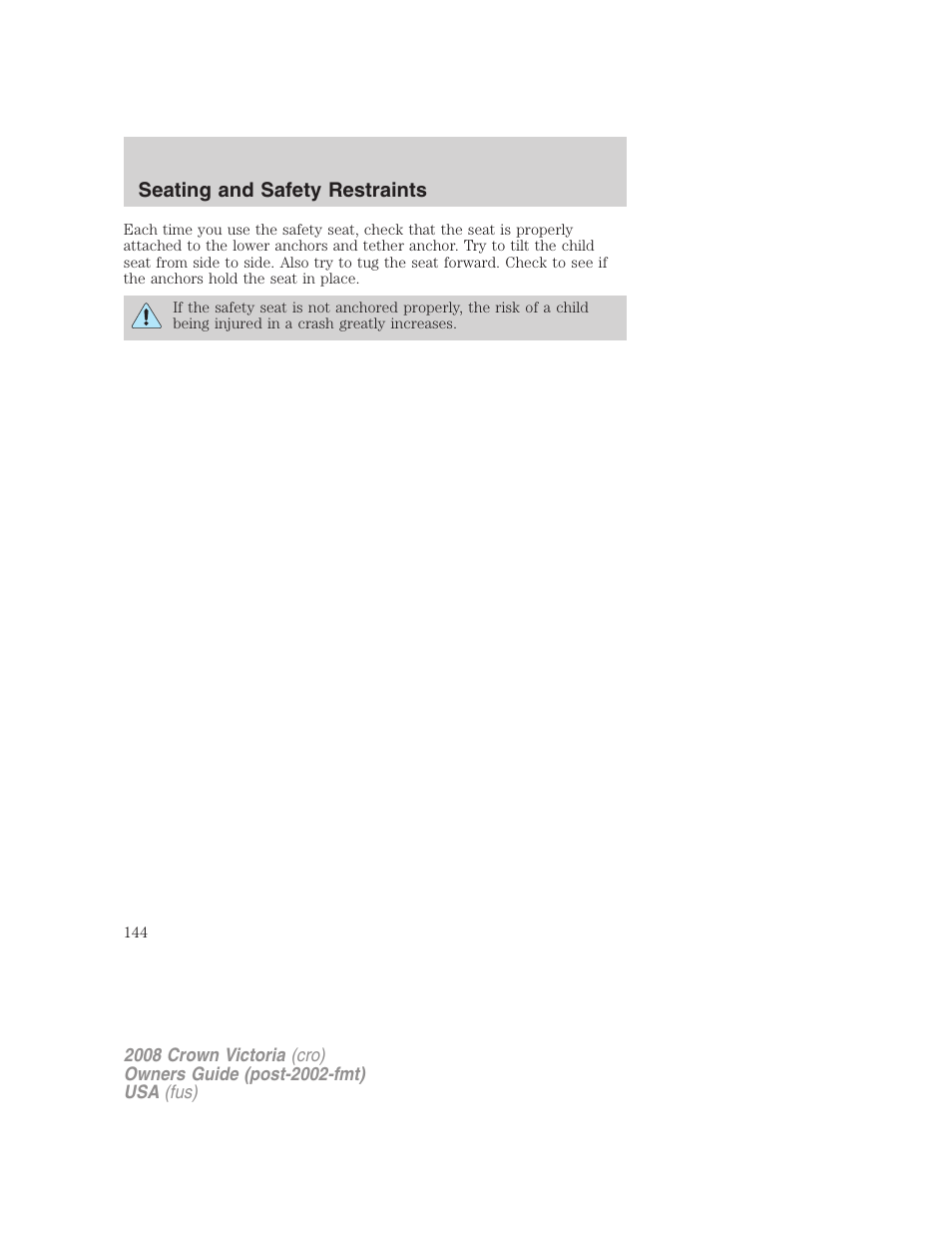 FORD 2008 Crown Victoria User Manual | Page 144 / 280
