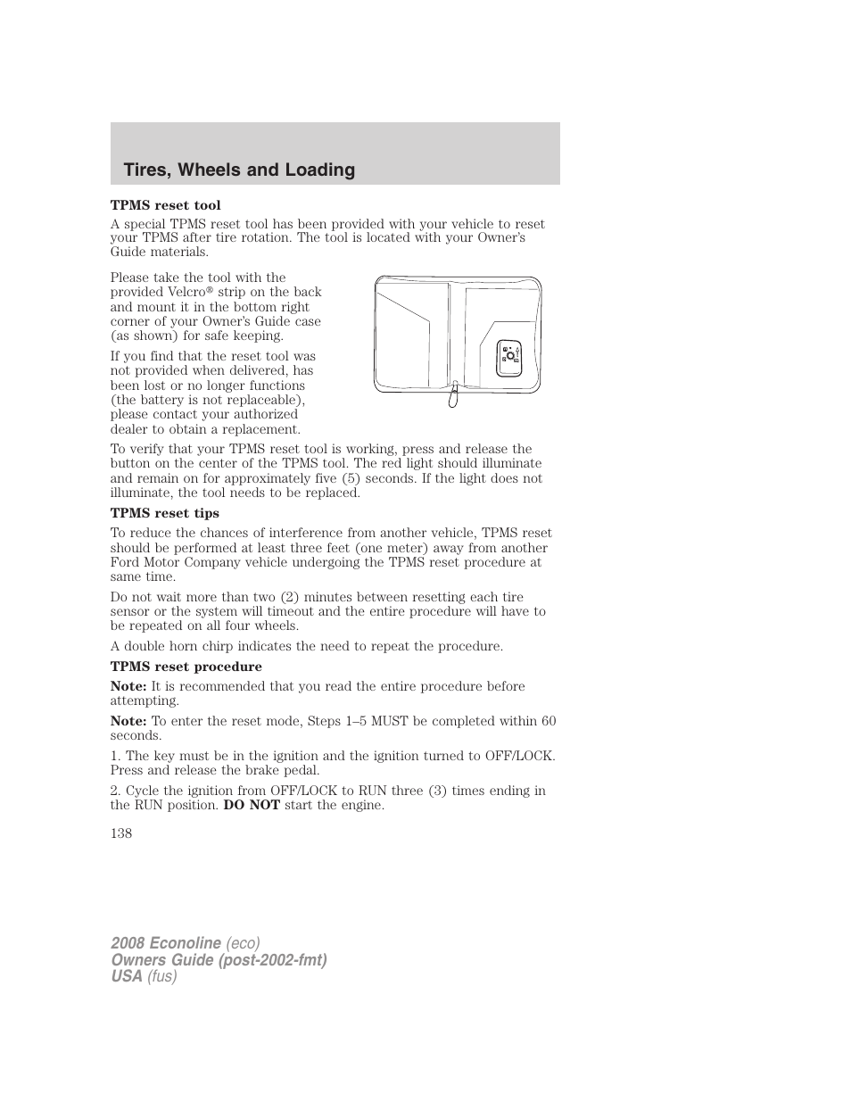 Tires, wheels and loading | FORD 2008 E-450 v.1 User Manual | Page 138 / 280