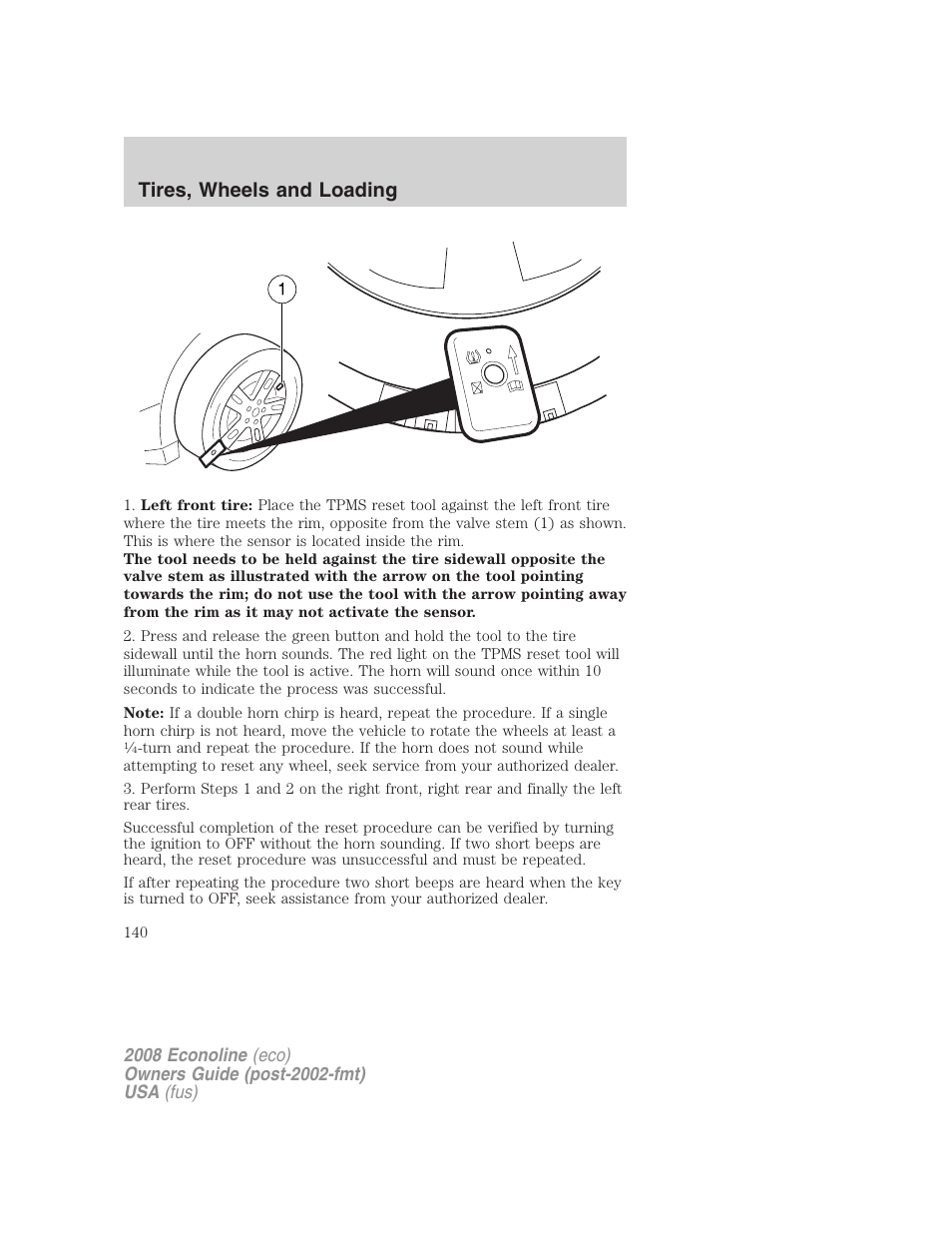 Tires, wheels and loading | FORD 2008 E-450 v.1 User Manual | Page 140 / 280