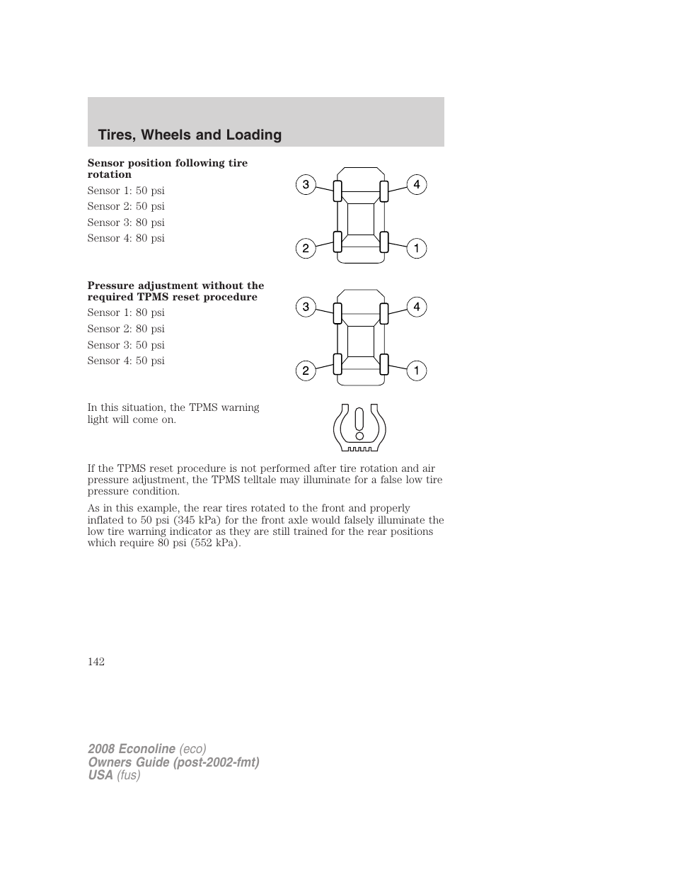 Tires, wheels and loading | FORD 2008 E-450 v.1 User Manual | Page 142 / 280