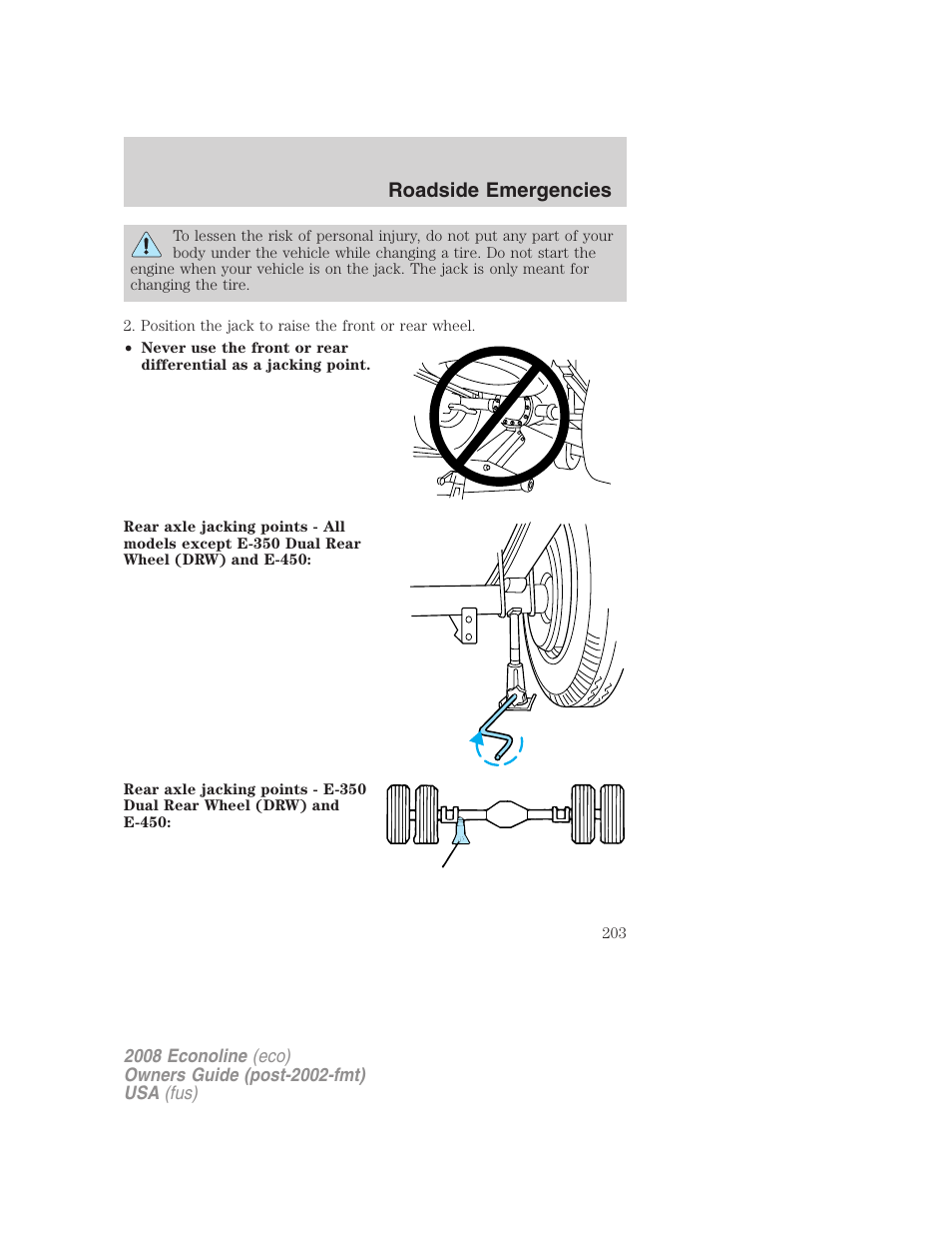 Roadside emergencies | FORD 2008 E-450 v.1 User Manual | Page 203 / 280