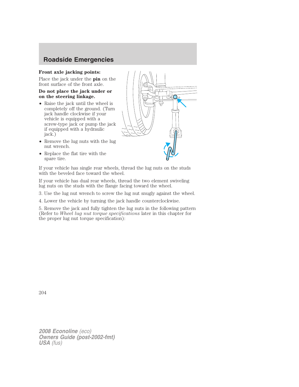 Roadside emergencies | FORD 2008 E-450 v.1 User Manual | Page 204 / 280