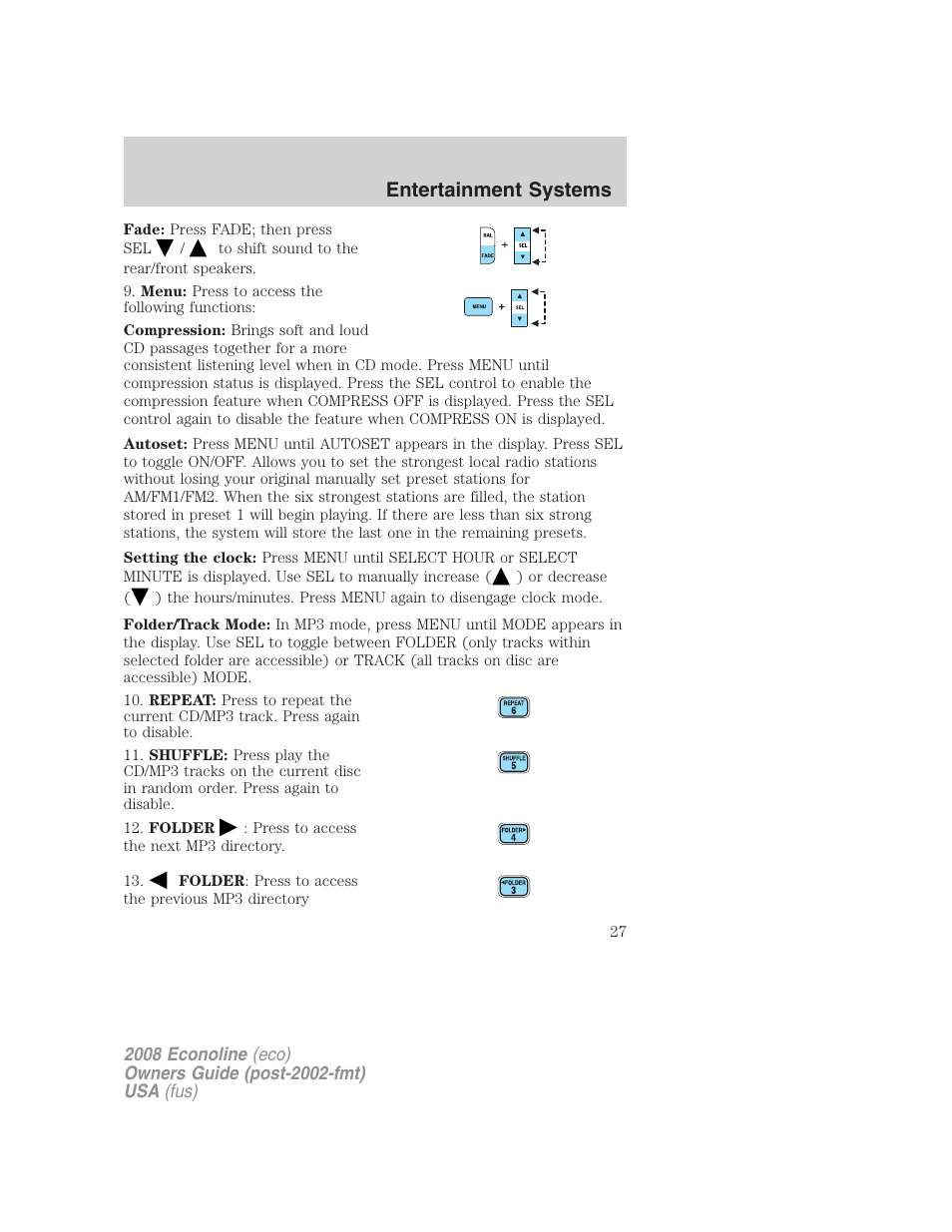 Entertainment systems | FORD 2008 E-450 v.1 User Manual | Page 27 / 280