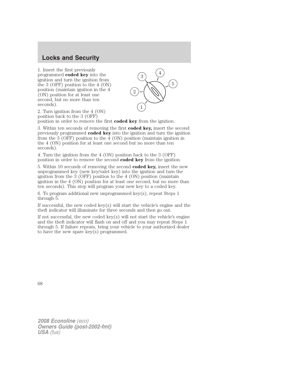 Locks and security | FORD 2008 E-450 v.1 User Manual | Page 68 / 280