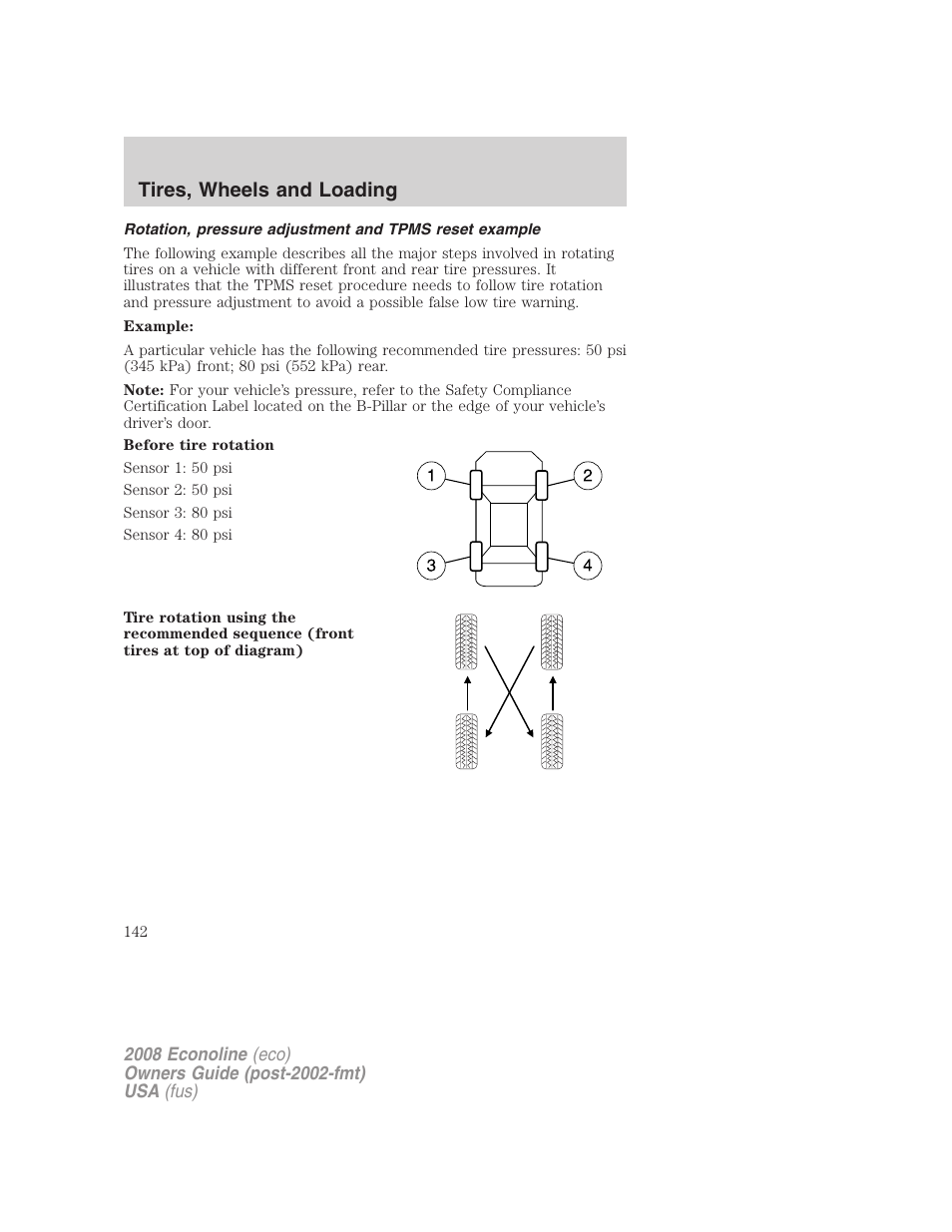 Tires, wheels and loading | FORD 2008 E-450 v.2 User Manual | Page 142 / 288