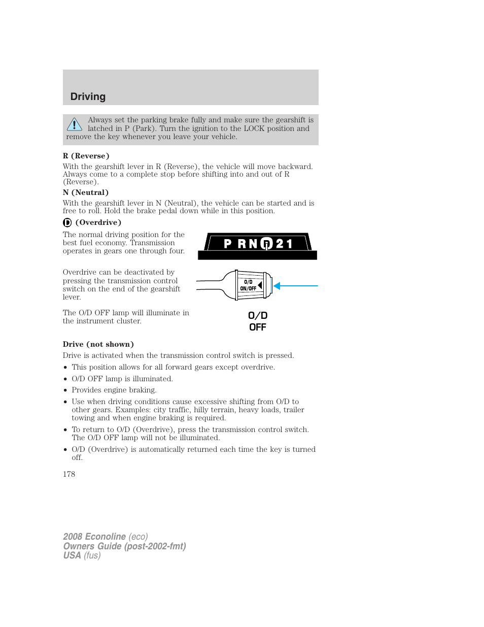 Driving | FORD 2008 E-450 v.2 User Manual | Page 178 / 288