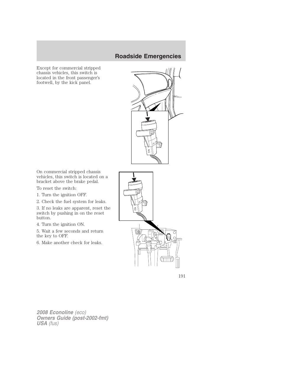 Roadside emergencies | FORD 2008 E-450 v.2 User Manual | Page 191 / 288