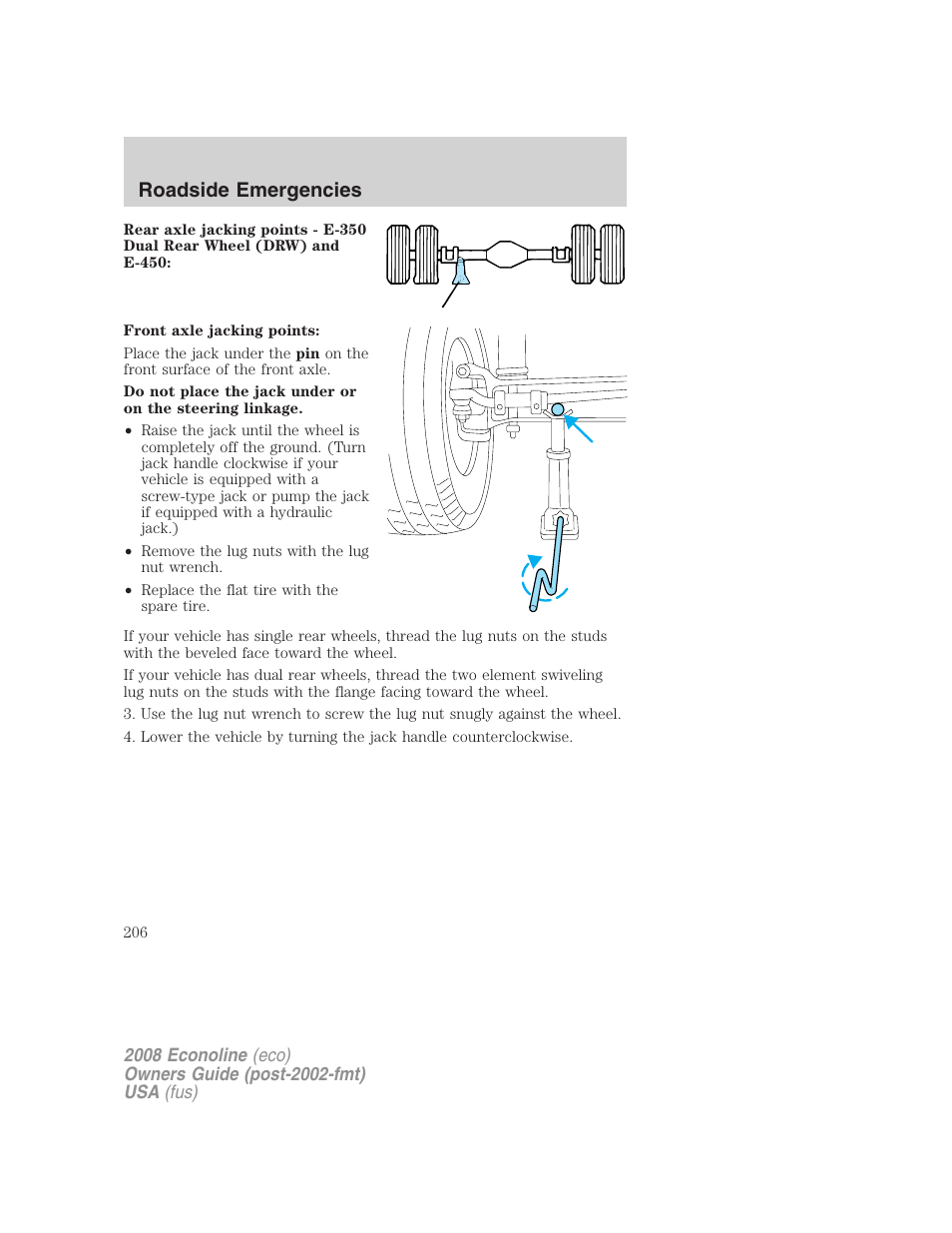 Roadside emergencies | FORD 2008 E-450 v.2 User Manual | Page 206 / 288