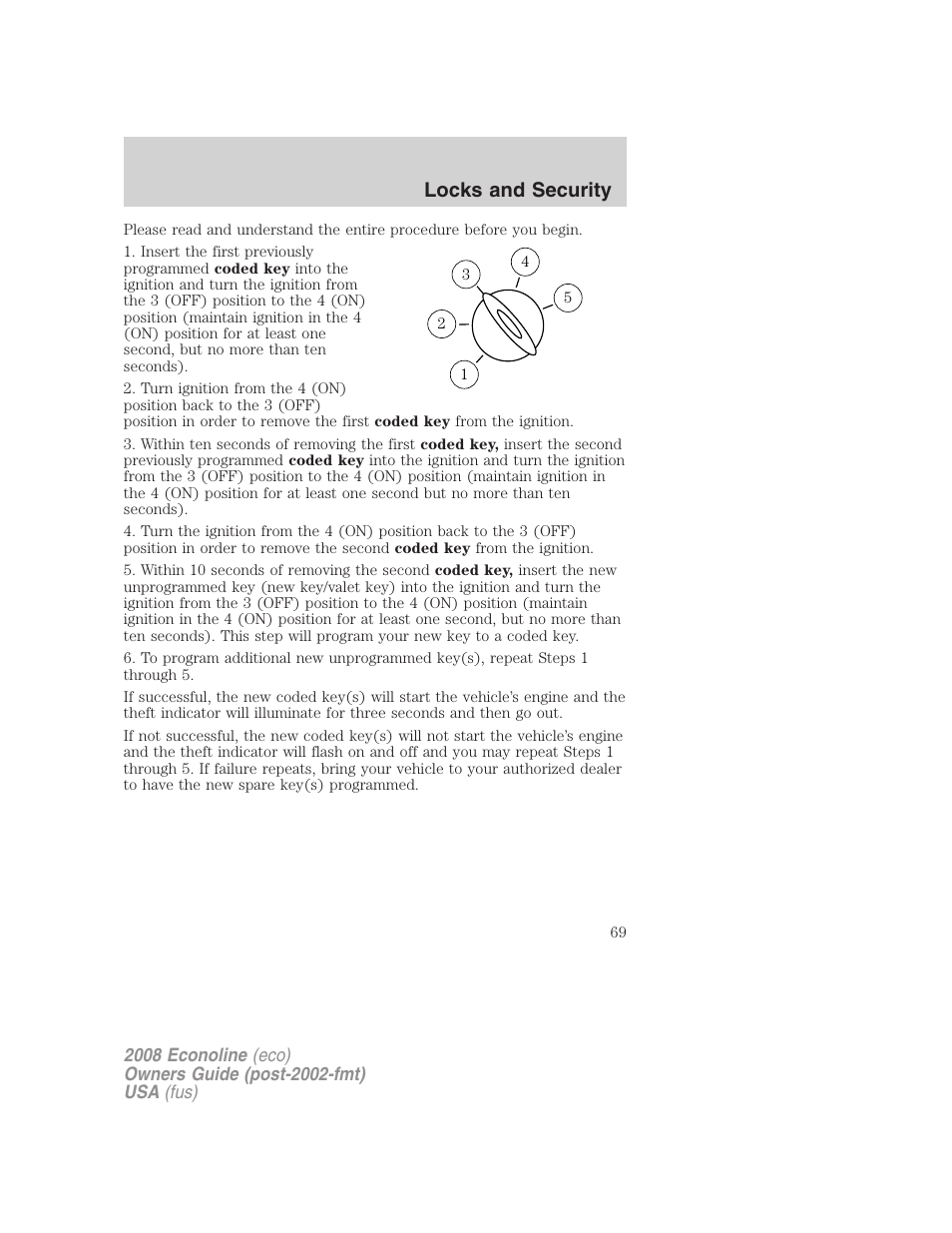 Locks and security | FORD 2008 E-450 v.2 User Manual | Page 69 / 288