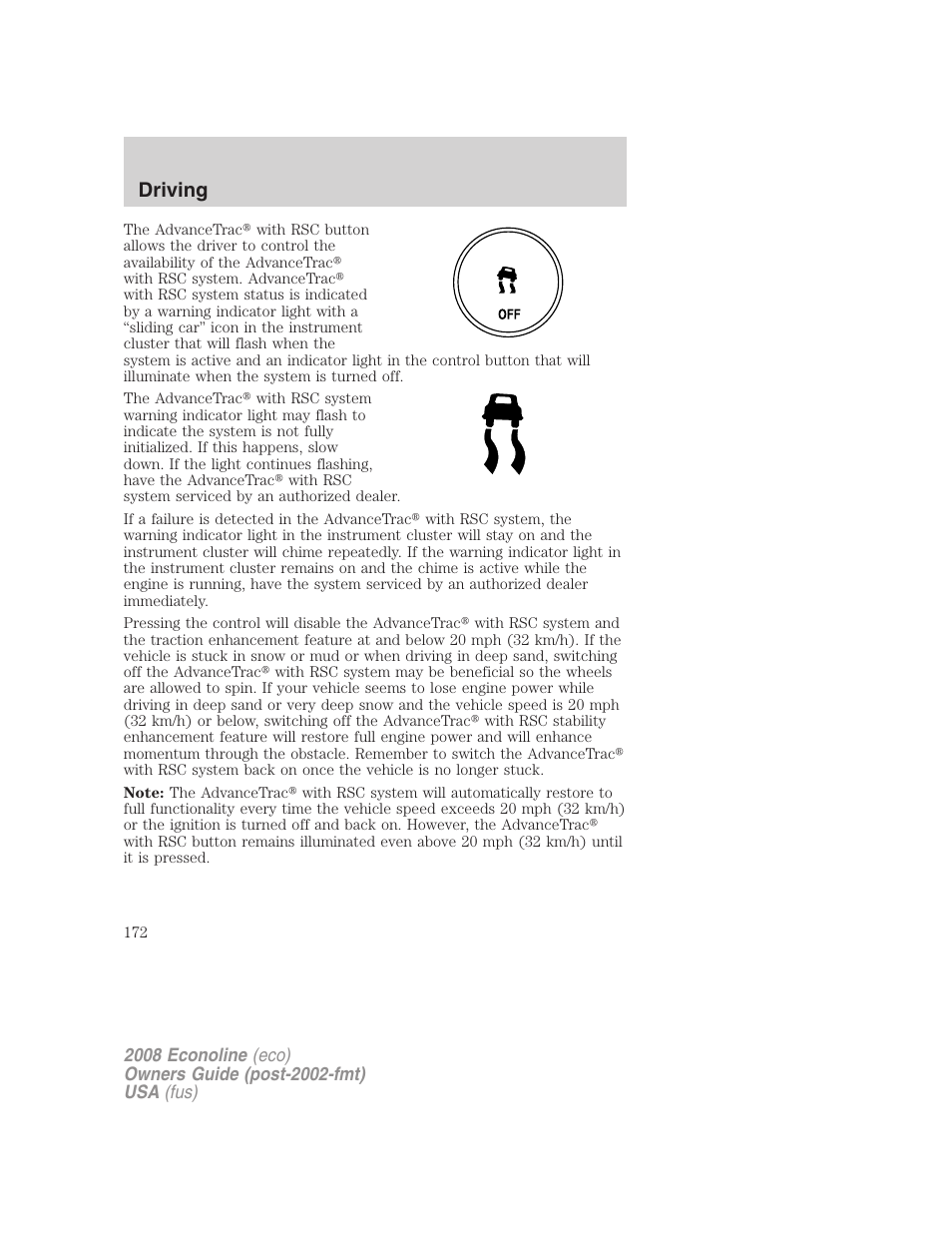 Driving | FORD 2008 E-450 v.3 User Manual | Page 172 / 285