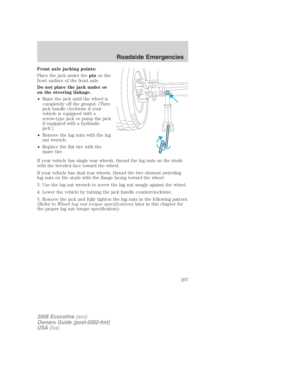 Roadside emergencies | FORD 2008 E-450 v.3 User Manual | Page 207 / 285