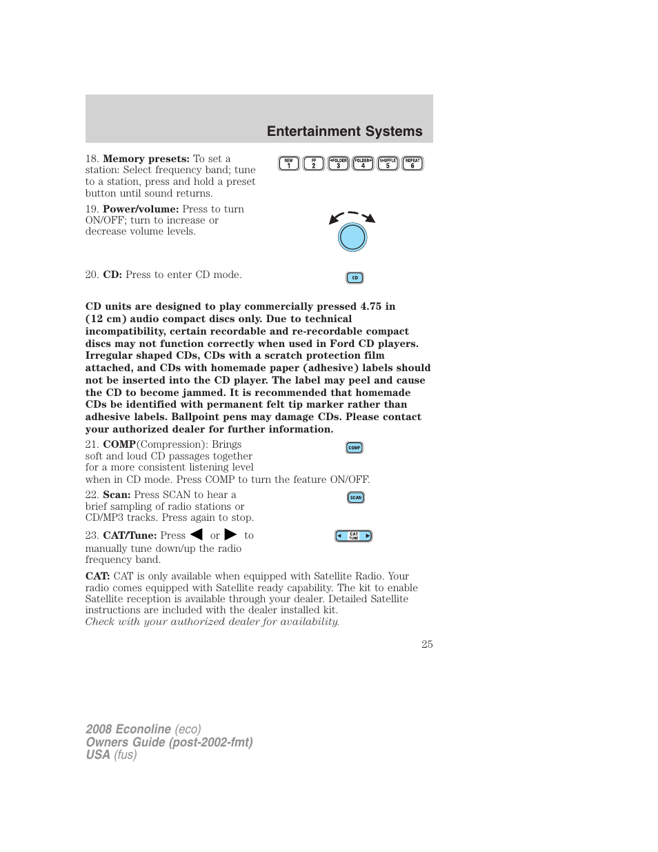 Entertainment systems | FORD 2008 E-450 v.3 User Manual | Page 25 / 285