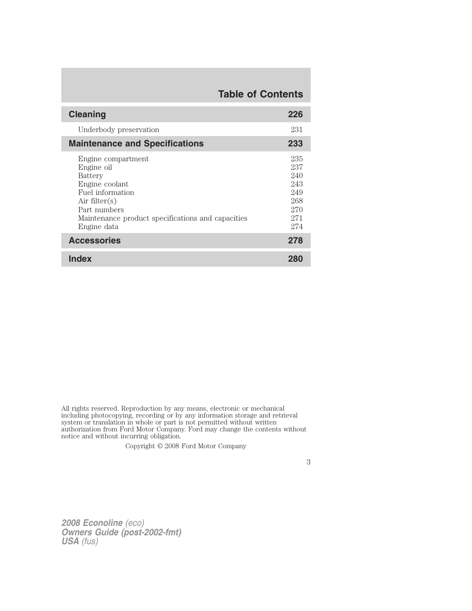 FORD 2008 E-450 v.3 User Manual | Page 3 / 285