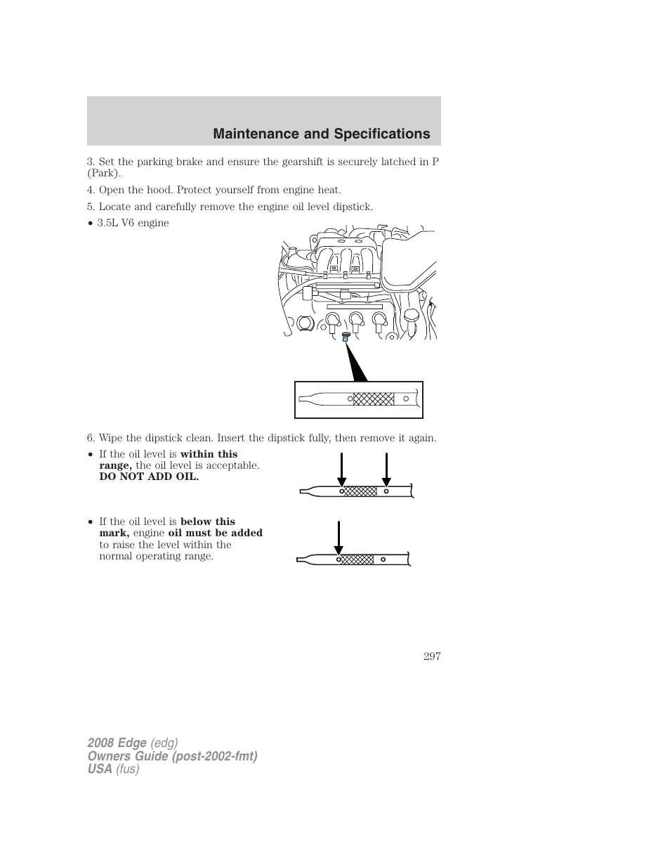 Maintenance and specifications | FORD 2008 Edge User Manual | Page 297 / 336