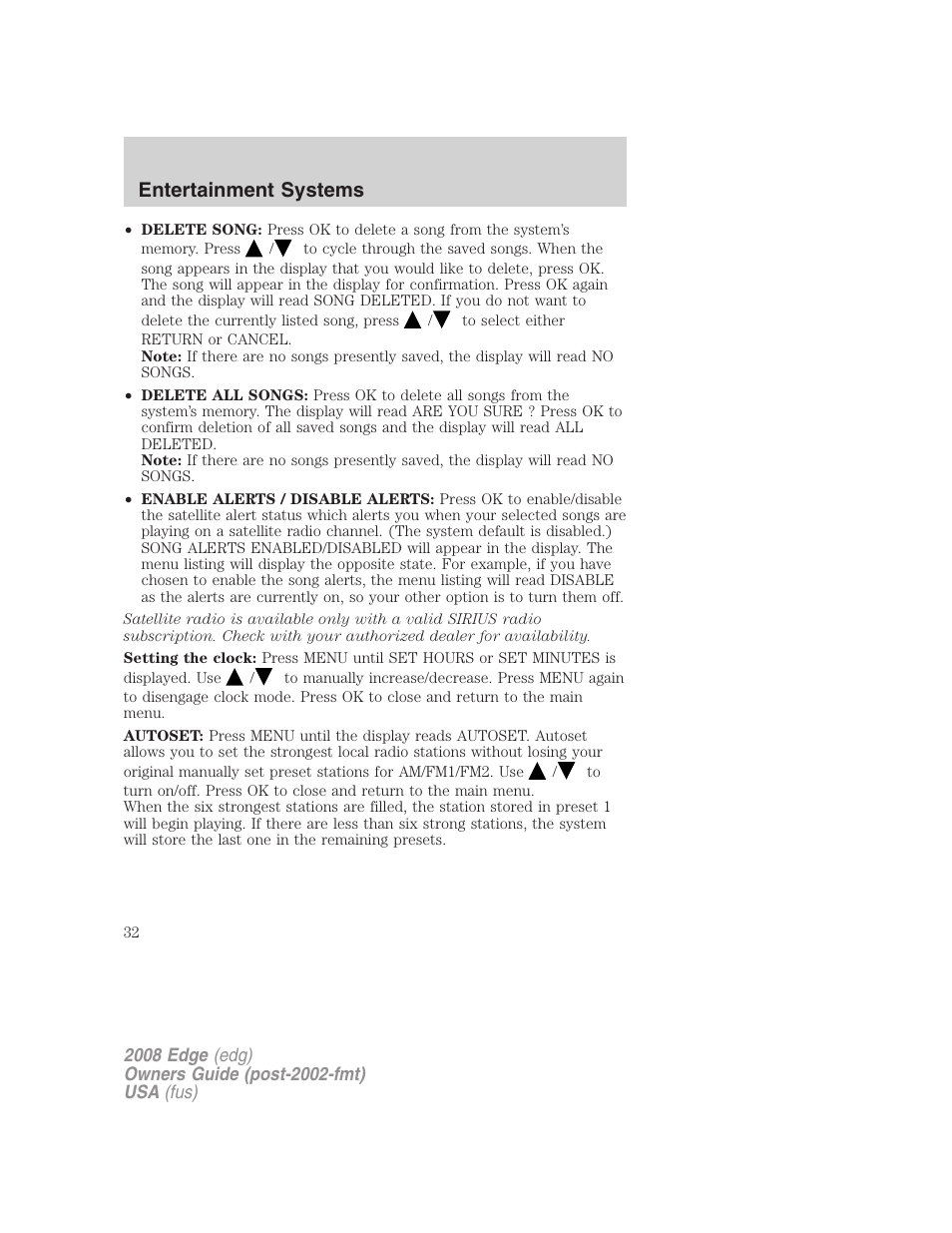 Entertainment systems | FORD 2008 Edge User Manual | Page 32 / 336