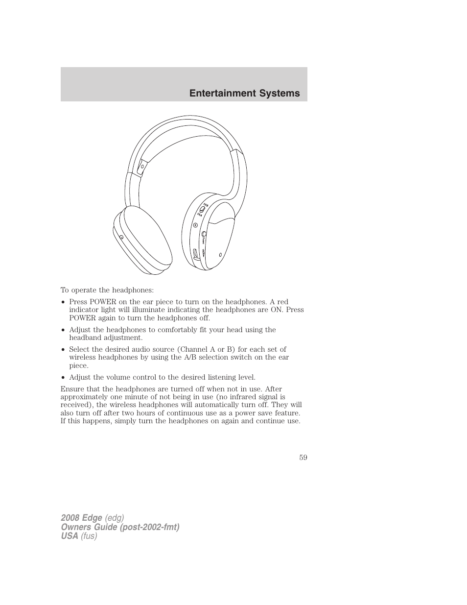 Entertainment systems | FORD 2008 Edge User Manual | Page 59 / 336