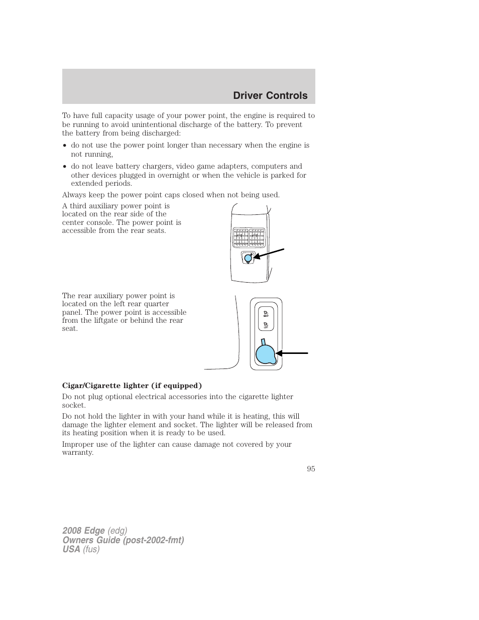 Driver controls | FORD 2008 Edge User Manual | Page 95 / 336