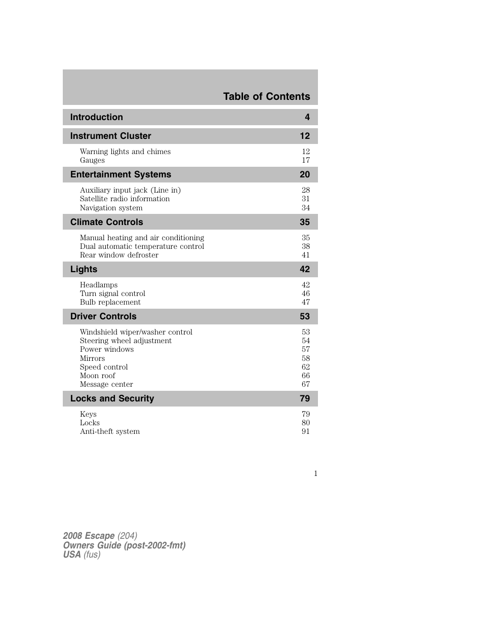 FORD 2008 Escape v.2 User Manual | 304 pages