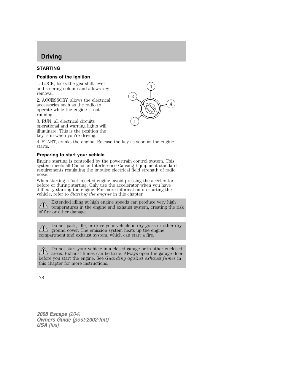 Driving | FORD 2008 Escape v.2 User Manual | Page 178 / 304