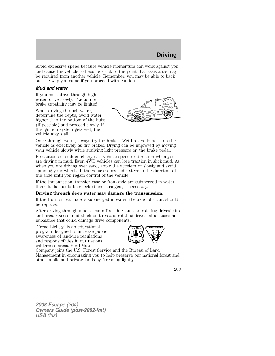 Driving | FORD 2008 Escape v.2 User Manual | Page 203 / 304