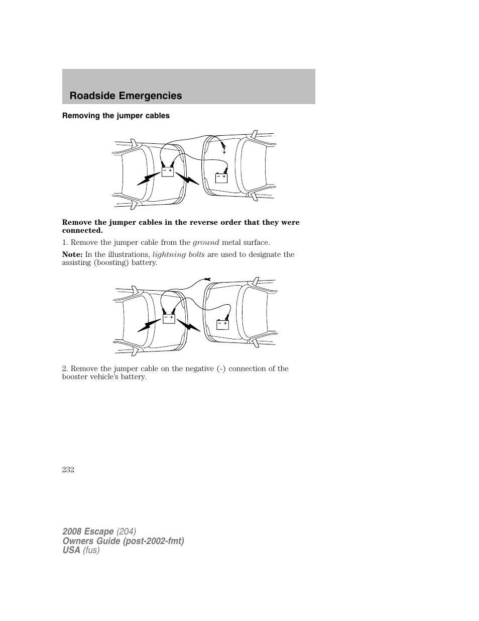 Roadside emergencies | FORD 2008 Escape v.2 User Manual | Page 232 / 304