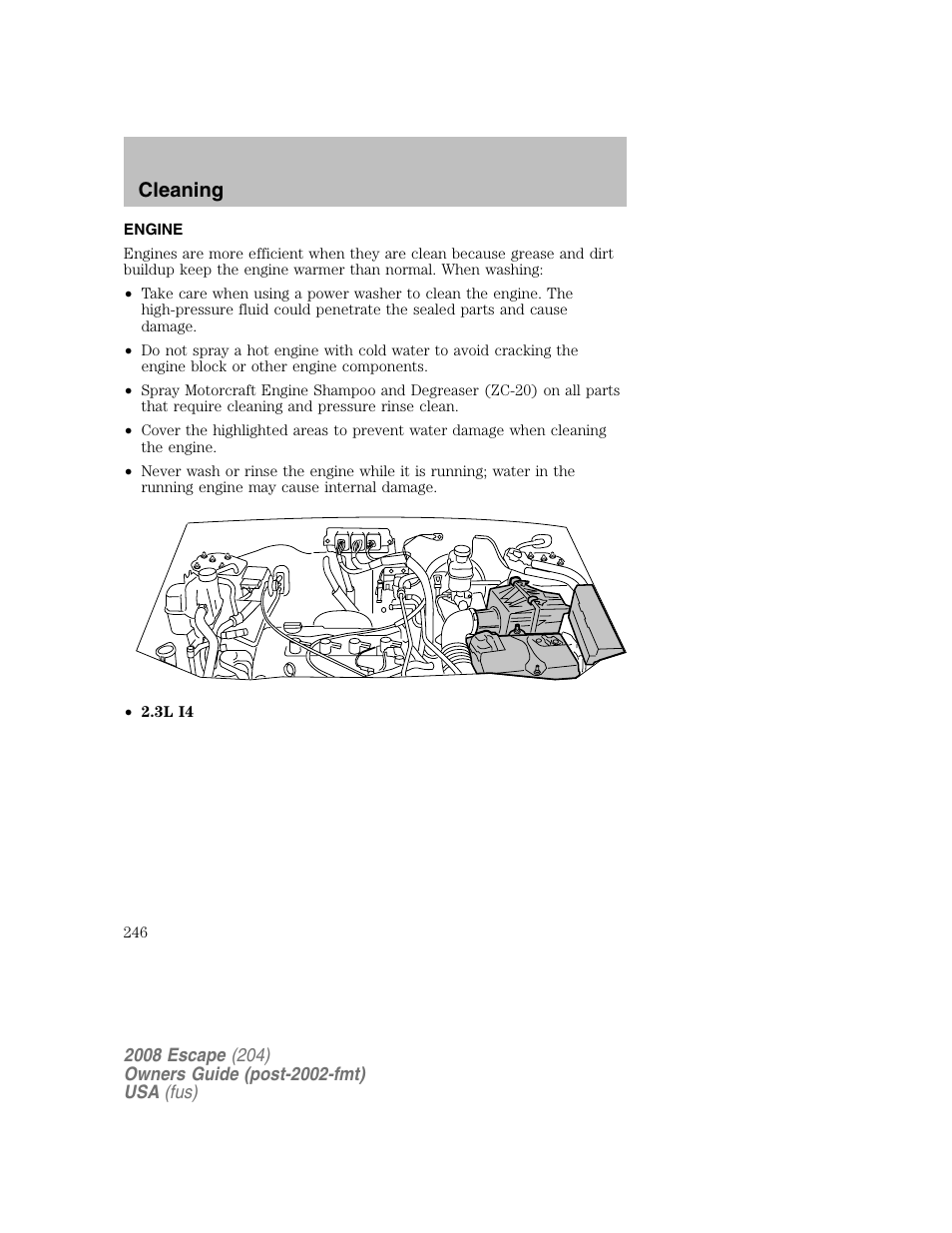 Cleaning | FORD 2008 Escape v.2 User Manual | Page 246 / 304