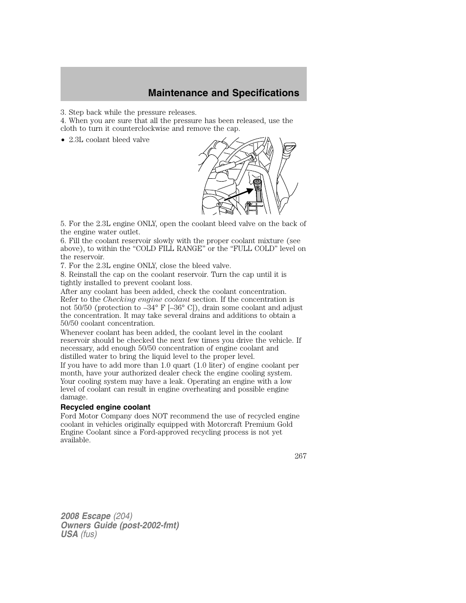 FORD 2008 Escape v.2 User Manual | Page 267 / 304