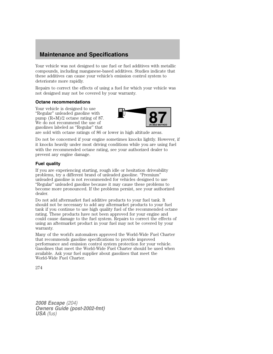 FORD 2008 Escape v.2 User Manual | Page 274 / 304