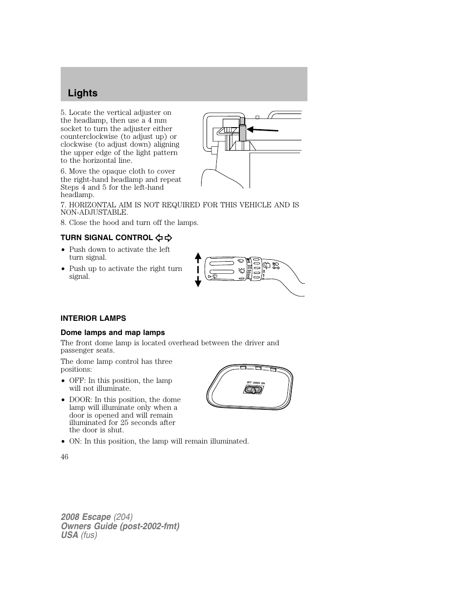 Lights | FORD 2008 Escape v.2 User Manual | Page 46 / 304