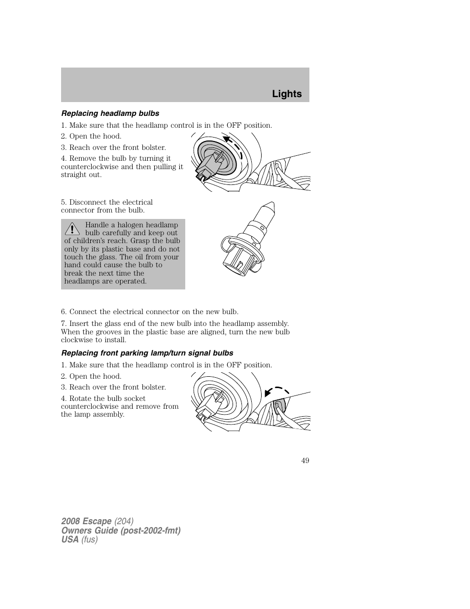 Lights | FORD 2008 Escape v.2 User Manual | Page 49 / 304